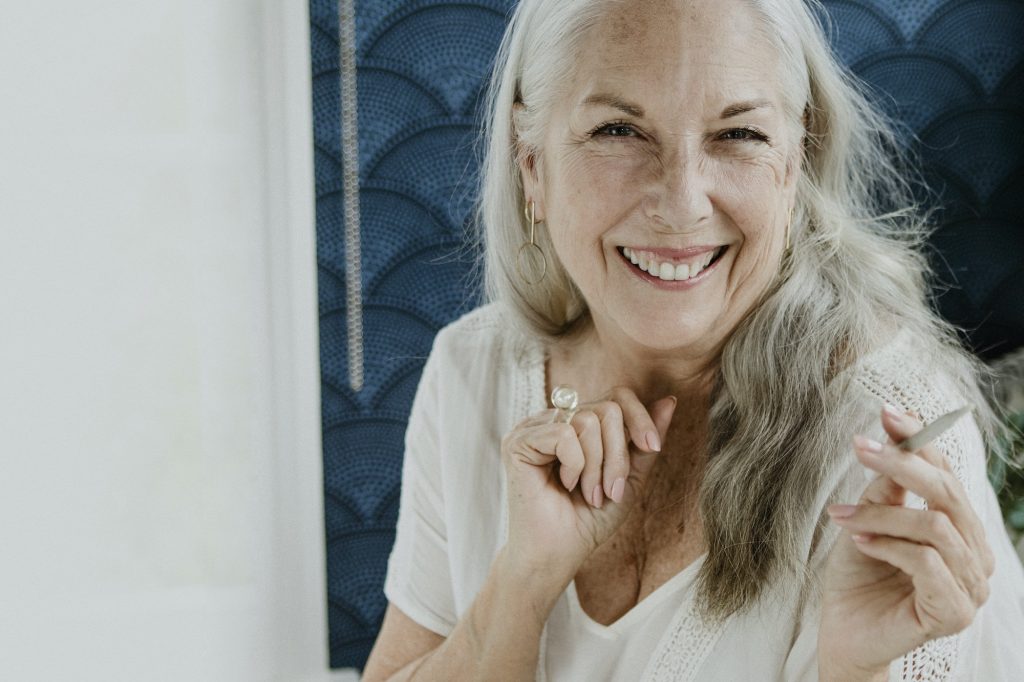 Mature woman with cannabis
